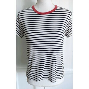 John Galt • Navy White Striped Tee Shirt
